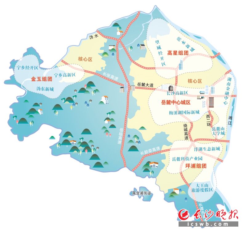 湖南湘江新区首次发布辖区地图